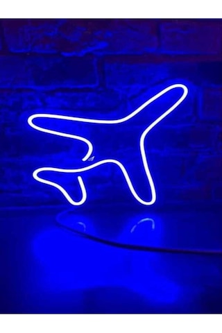 Twins Led Uçak Figürü Minimal Neon Işıklı Pleksi Tabela Mavi Model:model:16273366 Mavi