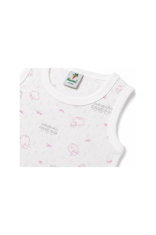 H&c Coolboy H&c Bebek Kolsuz Çıtçıtlı Body Zıbın %100 Pamuk Jakarlı Kuzu Desenli Beyaz Pembe Kuzulu