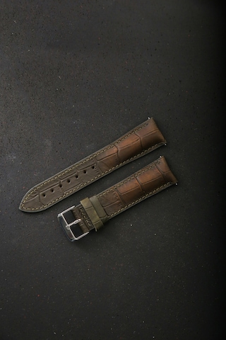 Hakiki Deri 22mm Akıllı Pimli Saat Kordonu Haki