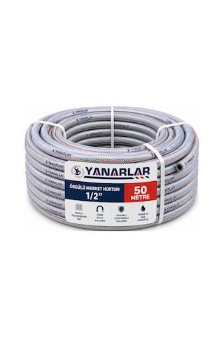Örgülü Market Hortum 1/2" 50 Metre Esnek Ve Dayanıklı Sulama Hortumu