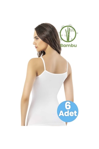 Tezzgelsin Kadın 6'lı İp Askılı Bamboo Atlet Beyaz