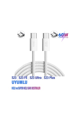 Samsung Uyumlu S23 - S23 Fe - S23 Ultra - S23 Plus Şarj Kablosu Type-c Hızlı Şarj