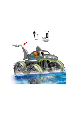 Rc 4wd Akrobat Suda Karada Giden 360 Shark Uzaktan Kumandalı Dublör Araba - Yeşil