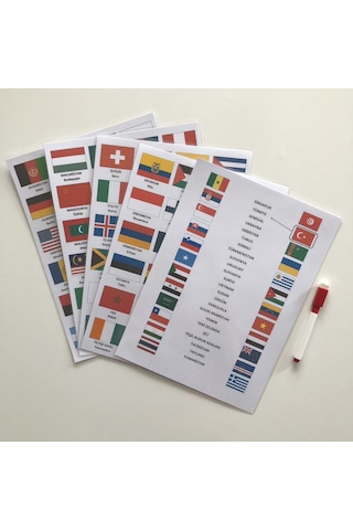 Ülkelerin Bayraklarını Ve Başkentlerini Öğreniyorum Seti Kalem Hediyeli