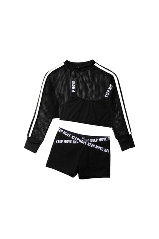 Çocuk Kız 3 Adet Caz Hip Hop Dans Kıyafetleri Kısa Net Bluz Tank Top Ve Ganimet Şort Egzersiz Takım Elbise Beyaz