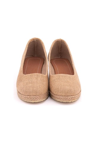 Star Tombis Hasır Günlük Rahat 3cm Anne Ayakkabısı Dolgu Topuklu Gova3cm-0054 Koyu Bej