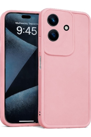 Realme C61 Uyumlu Kamera Çıkıntılı Mat Silikon Telefon Kılıfı Pembe