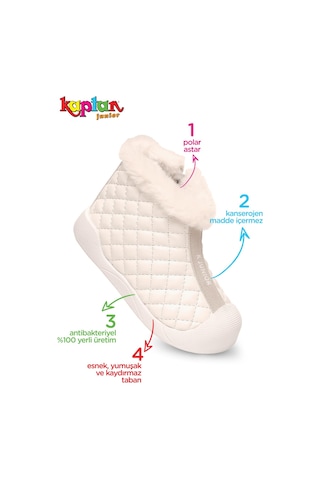 Kaptan Junior Kız Bebek Çocuk Botu Ortopedik İlkadım Kaymaz Taban Bmlk 650 Beyaz
