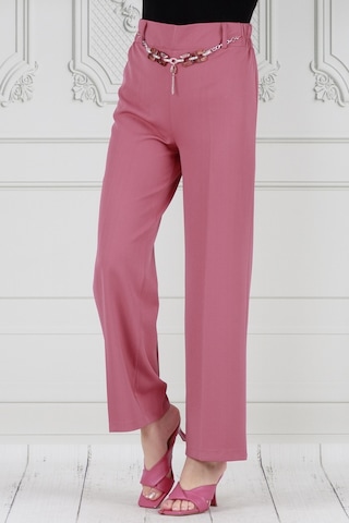 Sevitli Zincir Detaylı Bol Paça Pantolon-pembe-3748-pembe Pembe