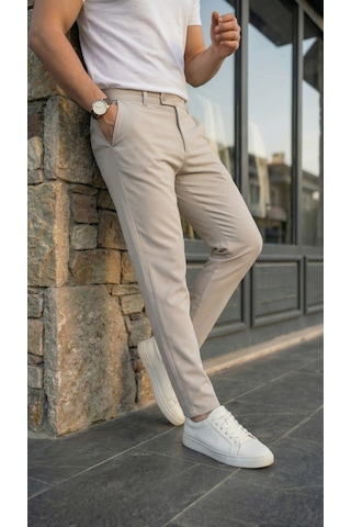 Modi Erkek Slim Fit Dilli Kumaş Pantolon Bej