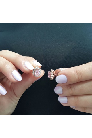 Lova Pırlantalı Oval Morganit Anturaj Küpe - 3070020