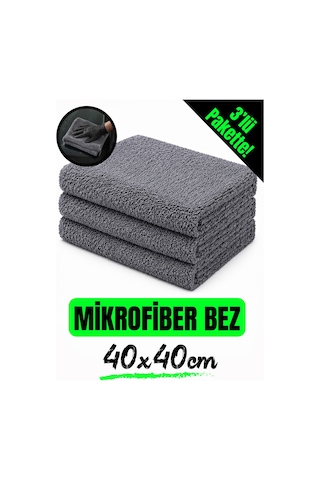 Autofresh 3 Adet Mikrofiber Bez Seti Araç Yıkama Oto Uygulama Temizlik Bezi 40x40 Cm