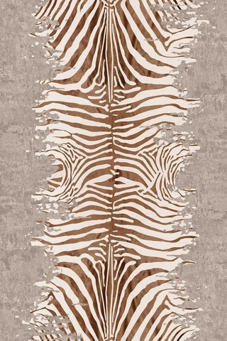 Frenda Home Zebra Desen Pamuk Taban Baskılı Halı Bej