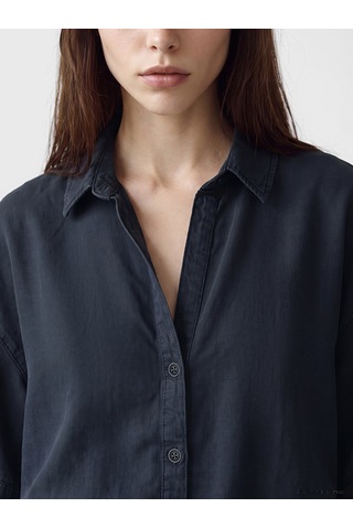 Lcw Vision Lacivert Oversize Kadın Jean Gömlek