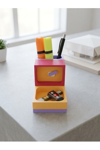 Elarıo Prizma Organizer Mıknatıslı Ve Saatli Masaüstü Organizer Set1 Çok Renkli