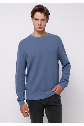 Colin's Colins Regular Fit Yuvarlak Yaka Jakarlı Erkek Mavi Kazak Cl1075647 Q1.v2 Ble Mavi