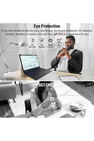 Mufunye 14 İnç 16:9 Dizüstü Bilgisayar İçin Manyetik Mavi Işık Engelleyici Ekran Koruyucu Pet, 0.45mm