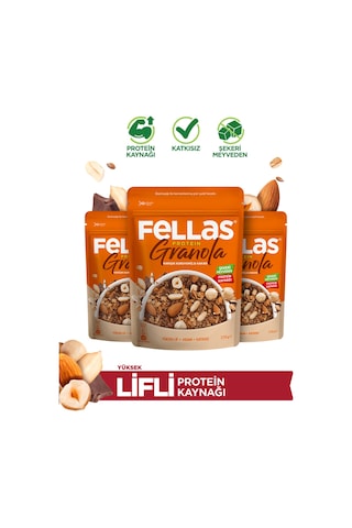 Fellas Protein Granola - Karışık Kuruyemiş & Kakao 270 G - 3'lü Paket
