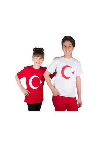 Evox Beyaz Ayyıldız Tişört Yetişkin Boy S,M,L,Xl Likra Kaliteli Penye