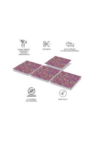 Tink KENDİNDEN YAPIŞKANLI GEOMETRİK KUŞAK DESENLİ PVC KARO 30X30 CM