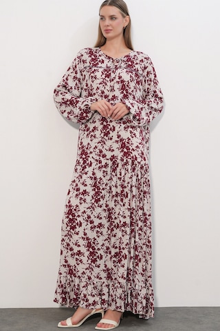 Bigdart Kadın Desenli Uzun Elbise 2596 - Bordo