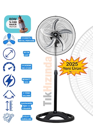 Dextel Vantilatör 5 Metal Kanatlı Soğutucu Pervane 80w