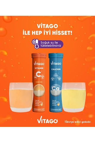 Vitago Vitamin C + Kalsiyum 2 x 20 Efervesan Tablet