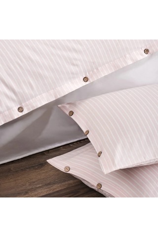 Çift Kişilik %100 Pamuk Ranforce Düğmeli Nevresim Takımı Lastikli Çarşaflı 200x220 Cm Krem Krem