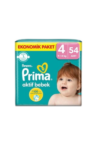 Prima Aktif Bebek 4 Beden Maxi Bebek Bezi Fırsat Paketi 54 Adet