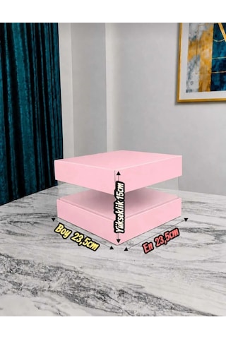Asetat Gelin & Damat Çeyiz Bohça Kutusu Toz Pembe Küçük Boy 1 Adet 23,5 23,5 15cm