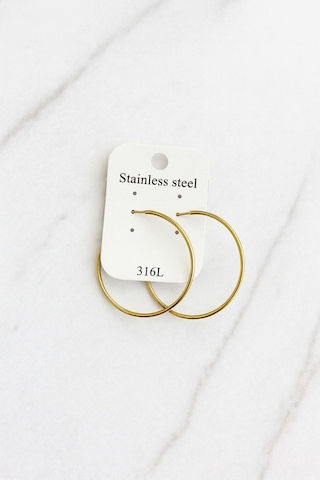 Şehrazat Handmade Gold Çelik Halka Küpe-316l Altın