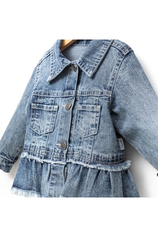 Overdo Kids Fırfır Nakışlı Kız Çocuk Kot/denim Ceket