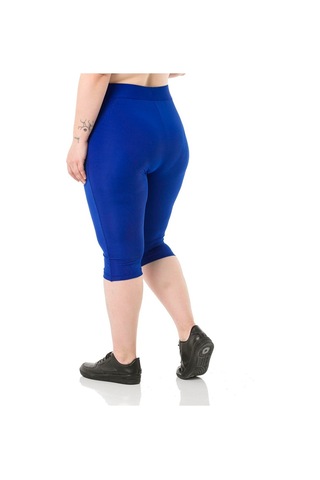 Büyük Beden Karyoka Dikişli Diz Altı İndigo Bayan Tayt