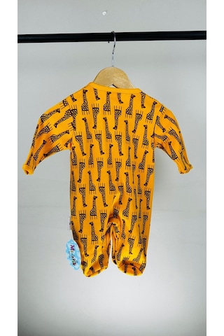 Zürafa Desenli Çıtçıtlı Pamuklu Bebek Tulum 001