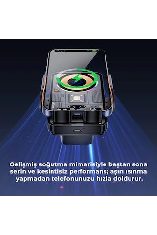 Sd38 15w Otomatik Sensörlü Hızlı Kablosuz Şarjlı Araç Telefon Tutucu - Tek Tuşla 90 Dönen, Çift Motorlu & Rgb Işıklı Havalandırma Tutacağı