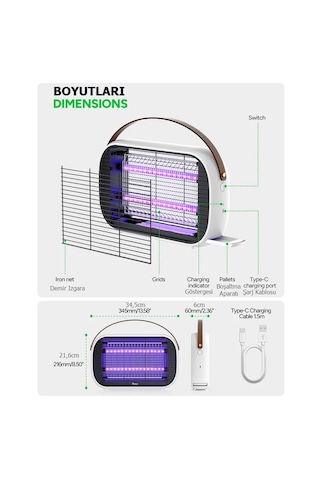 Rowenger MA15C 5200MAH Şarjlı & Elektrikli Sivrisinek Öldürücü