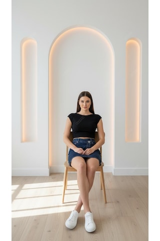 Divinus Crop Top T-shırt Siyah