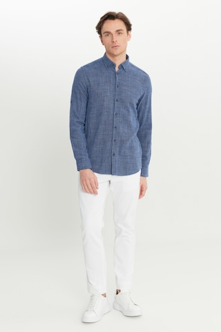 AC&Co / Altınyıldız Classics Erkek Lacı %100 Pamuk Flamlı Slim Fit Dar Kesim Düğmeli Yaka Armürlü Gömlek Lacı