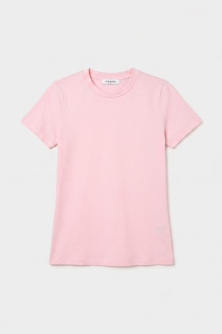 Itsbasic Kadın Light Pembe S6-98 Bisiklet Yaka %100 Organik Pamuk Esnek Kumaş T-shirt