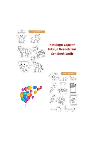Kes Boya Yapıştır Hikayeyi Sen Renklendir - Tik - Kes Yapıştır Etkinlik Kitabı