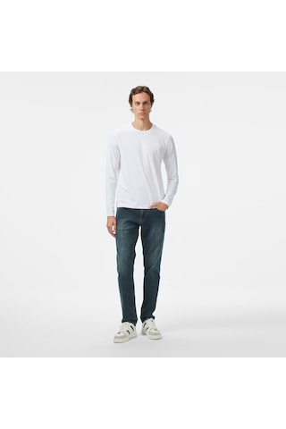 Nautica Erkek Beyaz Classic Fit Uzun Kollu T-shirt Düz V57007t Beyaz