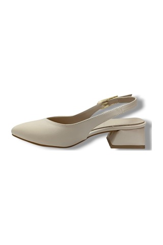 C-shoes Sy300-26 Cilt Arkası Açık Kare Topuk Kadın Ayakkabı Bej