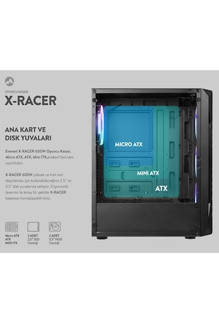 4x Rgb Fanlı Gaming Bilgisayar Kasası - Yüksek Hava Akışı, Modern Tasarım, Sessiz Fan