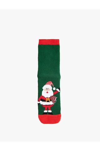 Koton Pamuklu Noel Baba Baskılı Yılbaşı Çorap Yeşil 6wkb80007aa Yeşil