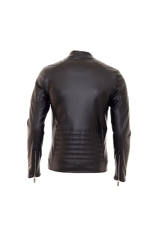 Oliggopol Erkek Siyah İç Cepli Slim Fit Spor Deri Ceket Dm Siyah