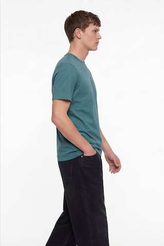 Sabri Özel Erkek Petrol Normal Kesim Regular FitPamuk Dokuma Bisiklet Yaka Basic T-shirt