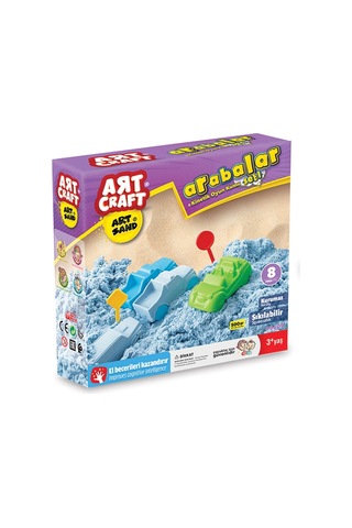 Art Sand Arabalar Seti 500 Gr. - Oyun Kumu Seti - Kinetik Kum Seti - Natural Kum - Doğal Kum Renkli