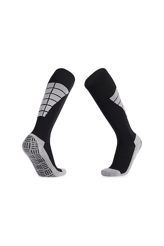 Folinda Siyah Uzun Futbol Çorabı M 35-39 - Nem Emici, Nefes Alıcı, Kaymaz Dizaynlı Pamuk+nilon+polyester Siyah