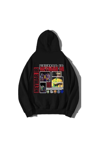 Brz Collection Unisex Oversize Neymar Jr Hoodie Siyah