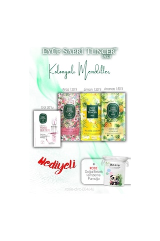 Eyüp Sabri Tuncer Yüz Temizleme Mendili + Ananas + Gül + Kiraz + Limon Kolonyalı Mendil + Rosie